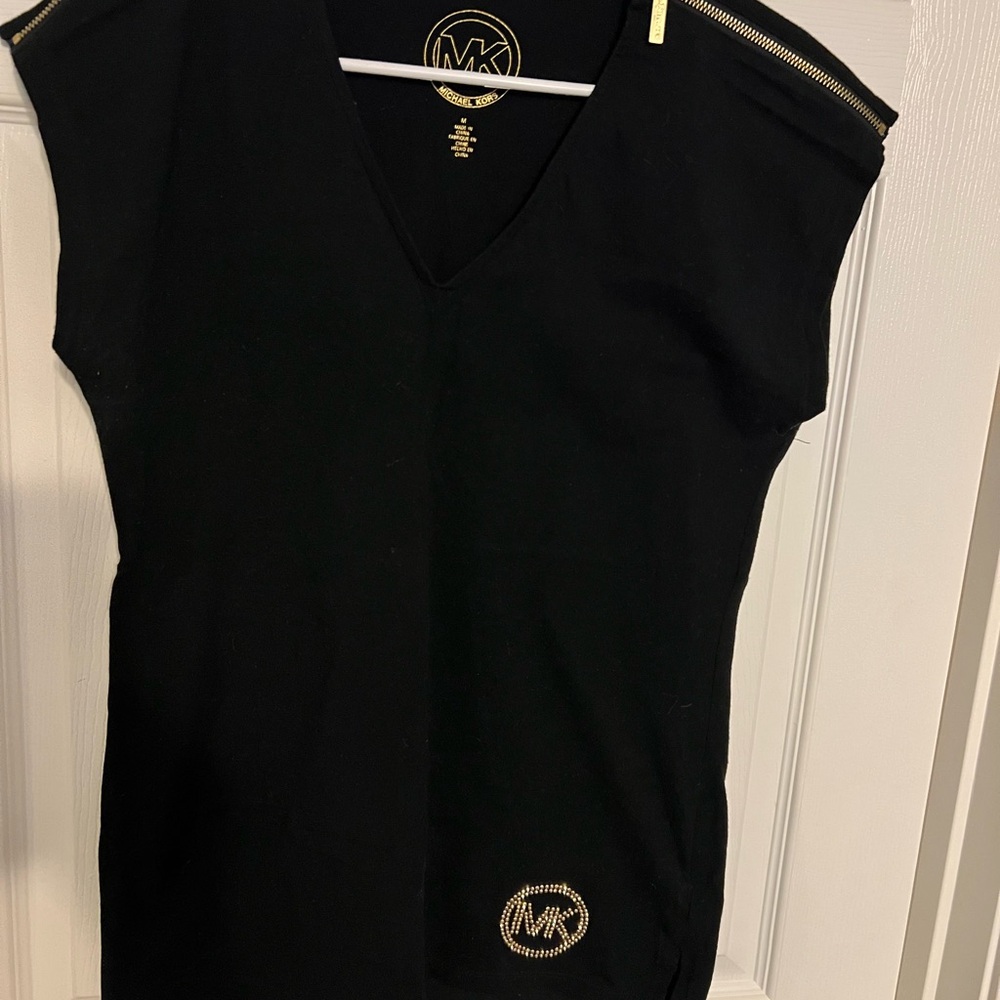 Michael Kors Black and Gold Short Sleeve Top